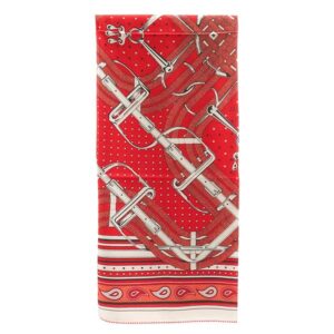 エルメス HERMES ストール カレ140 カレジェアン カシミヤ シルク ルージュ×ホワイト×ブラック 新品 未使用 【Mors a Jouets Bandana/馬銜 バンダナ】 【箱】 【中古】未使用保管品