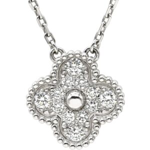 ヴァンクリーフアーペル Van Cleef & Arpels ネックレス ヴィンテージアルハンブラ ペンダント ホワイトゴールド Au750 K18 12Pダイヤ VCARA46100 【箱】 【中古】中古美品