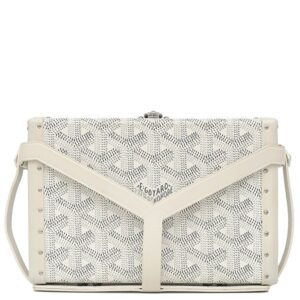 ゴヤール GOYARD ショルダーバッグ ミノディエール トランクバッグ レザー ゴヤールディンキャンバス クラムシーカウハイド ホワイト シルバー金具 白 杉綾模様 MINA08PMLTY50CL50P 【中古】中古美品