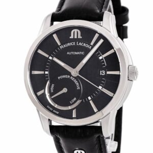 モーリスラクロア Maurice Lacroix ポントス パワーリザーブ PT6368-SS001-330-1 未使用 ブラック デイト バー メンズ 腕時計自動巻き ブラック 【中古】未使用保管品