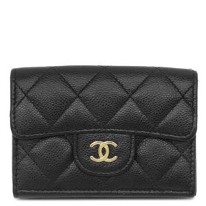 シャネル CHANEL 三つ折り財布 マトラッセ コンパクトウォレット キャビアスキン ブラック ゴールド金具 ココマーク AP0230 ランダムシリアル 【箱】 【中古】中古美品