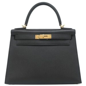 エルメス HERMES 2WAYバッグ ケリー28 外縫い ヴォーエプソン ブラック ゴールド金具 黒 ハンドバッグ ショルダー C刻印 【保存袋】 【中古】