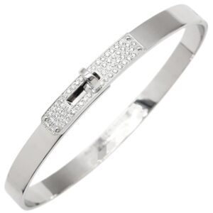 エルメス HERMES ブレスレット ケリーPM バングル ホワイトゴールド SH Au750 18K 18金 ダイヤ 61P 61石 パヴェ H110015B 00SH 【ケース】 【中古】