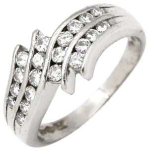 リング 指輪 ダイヤ 0.50ct プラチナシルバー Pt900 プラチナ パヴェ メレダイヤ 4列 4連 ウェーブ 造幣局検定マーク 10号 【中古】中古品