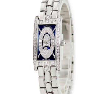 ハリーウィンストン Harry Winston アヴェニュー C ミニ ムーンフェイズ AVCQMP16WW008 K18WG無垢 純正ダイヤ レディース 腕時計クオーツ ブルー 【中古】中古美品