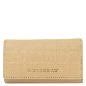 バーバリー BURBERRY キーケース チェック 4連 キーケース レザー ベージュ シルバー金具 4本 鍵入れ 【中古】新品同様品