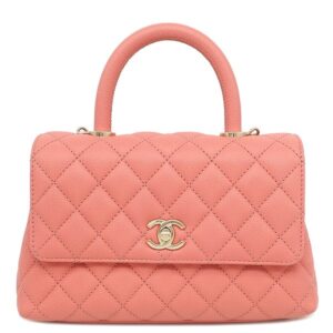 シャネル CHANEL 2WAYバッグ マトラッセ ココハンドル XS キャビアスキン サーモンピンク ゴールド金具 トップハンドル ランダムシリアル 【中古】中古美品