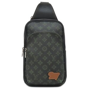 ルイヴィトン LOUIS VUITTON ボディバッグ アヴェニュー スリングバッグ レザー モノグラムレコードキャンバス ブラック×グリーン×ネイビー シルバー金具 緑 紺 LVフォールコレクション M46344 【箱】 【中古】