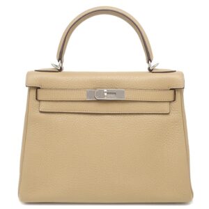 エルメス HERMES 2WAYバッグ ケリー28 内縫い トリヨンクレマンス タバックキャメル シルバー金具 ベージュ □L 【保存袋】 【中古】