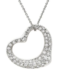 ティファニー Tiffany & Co ネックレス オープンハート パヴェダイヤ プラチナシルバー T&Co. プラチナ950 エルサペレッティ 60019915 【中古】中古美品