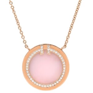 ティファニー Tiffany & Co ネックレス Tトゥー サークル ダイヤ ピンクオパール ピンク×ローズゴールド ピンクゴールド T＆Co. Au750 18K ピンク 丸型 ラウンド 【中古】中古品