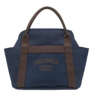 エルメス HERMES 2WAYバッグ サックドパンサージュ グルーム キャンバス トワルシェブロン ネイビー×オレンジ シルバー金具 紺 トート 2025年製 K 【中古】新品同様品