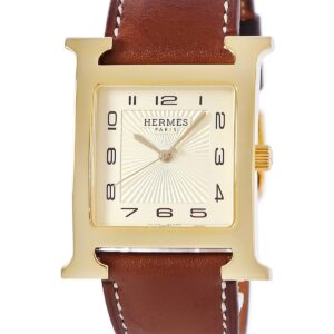 エルメス HERMES Hウォッチ TGM HH1.801 H型 スクエア シャンパン アラビア メンズ 腕時計クオーツ ゴールド 【中古】