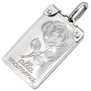 ウノアエレ UNOAERRE ペンダントトップ ローズ 薔薇 プレート ホワイトゴールド alla mamma 18K 750 WG ネックレストップ 【中古】中古品