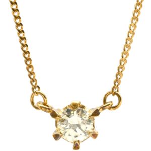 ネックレス 1Pダイヤ ペンダント イエローゴールド Au750 18K YG ラウンドブリリアントカット 1粒 6本爪 【中古】中古品