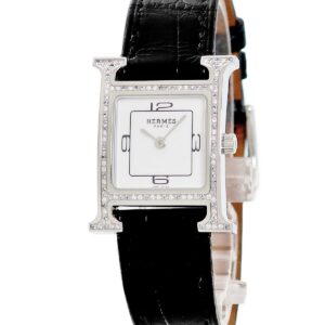 エルメス HERMES Hウォッチ PM HH1.237 純正ダイヤ&グレースピネル ホワイト 白 アラビア レディース 腕時計クオーツ ホワイト 【中古】