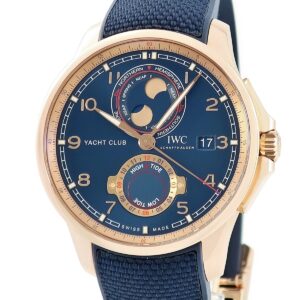 IWC IWC ポルトギーゼ ヨットクラブ ムーン&タイド IW344001 K18RG無垢 デイト ムーンフェイズ 潮汐表示 メンズ 腕時計自動巻き ブルー 【中古】