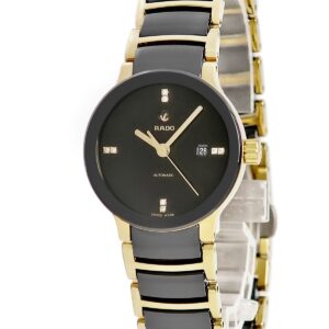 ラドー RADO セントリックス オートマティック ダイヤモンズ R30034712 未使用 シースルーバック レディース 腕時計自動巻き ブラック 【中古】未使用保管品