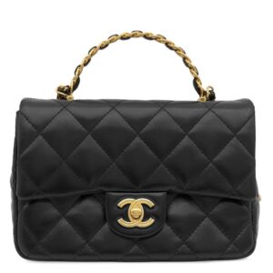 シャネル CHANEL 2WAYバッグ スモール トップハンドル フラップ ラムスキン シャイニーラムスキン ブラック ゴールド金具 ハンドバッグ AS4023 ランダムシリアル 【箱】 【中古】未使用保管品