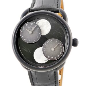 エルメス HERMES アルソー ルール ドゥ ラ リュンヌ AR1.842 新品同様 ブラック PVD ダブルムーンフェイズ メンズ 腕時計自動巻き ブラック 【中古】