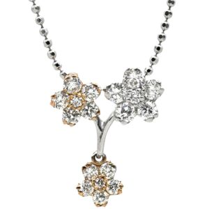 芝田悦美 ETUMI SHIBATA ネックレス フラワーモチーフ ホワイトゴールド×ピンクゴールド 花 18K 750 WG PG スウィング ボールチェーン 10068298 【ケース】 【中古】中古美品