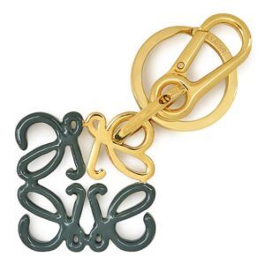 ロエベ LOEWE キーホルダー アナグラム キーリング メタル グリーン×ゴールド ゴールド金具 キーホルダー 【中古】中古美品