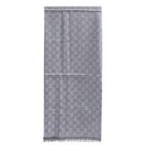 グッチ GUCCI ストール GGライン シルクウール ショール シルク ウール グレー シルク 20% ウール 80% GG柄 281942 3G704 1962 【中古】未使用保管品