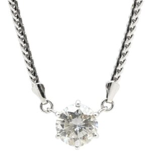 ネックレス ダイヤ ペンダント プラチナシルバー 1P 1石 1粒 6本爪 ダイヤモンド 【中古】