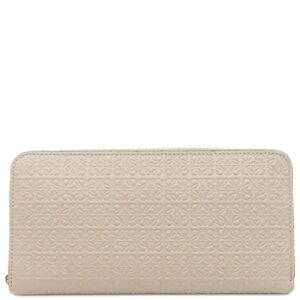 ロエベ LOEWE 長財布 リピート ジップ アラウンド カーフレザー ライトオーツ ゴールド金具 アナグラム エンボス加工 C499T12X07 【箱】 【中古】中古美品