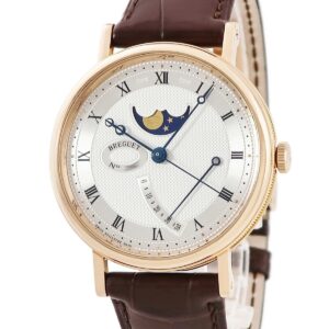 ブレゲ BREGUET クラシック ムーンフェイズ 7787BR/12/9V6 K18RG無垢 ギヨシェ ブレゲ針 コインエッジ メンズ 腕時計自動巻き シルバー 【中古】