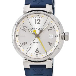 ルイヴィトン LOUIS VUITTON タンブール GMT Q113M シルバー デイト アラビア バー デュアルタイム メンズ 腕時計自動巻き シルバー 【中古】