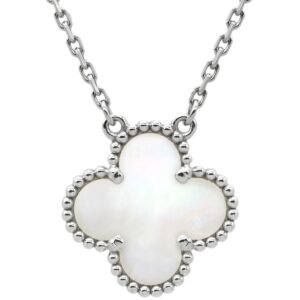 ヴァンクリーフアーペル Van Cleef & Arpels ネックレス ヴィンテージ アルハンブラ パールホワイト×ホワイトゴールド シェル 18K 750 WG VCARF48700 【保証書】 【中古】