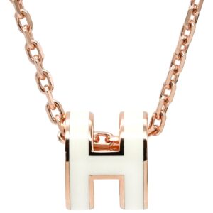 エルメス HERMES ネックレス ポップアッシュ ミニ ペンダント GP ラッカー ホワイトXローズゴールド ピンクゴールド金具 白 Hモチーフ 【箱】 【中古】未使用保管品