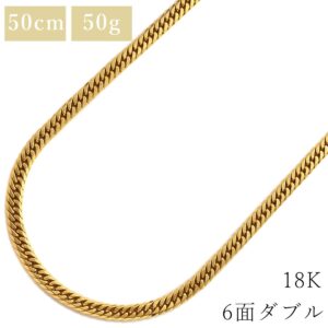 喜平 KIHEI ネックレス K18 18金 50.8cm 50.4g 6面 ダブル W K18YG イエローゴールド 造幣局検定マーク ※ショッピングローン対応していません 【中古】中古美品