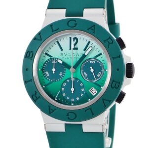 ブルガリ BVLGARI アルミニウム クロノグラフ エメラルド 104076 BB40ATCH 新品同様 グリーン 緑 デイト 限定 メンズ 腕時計自動巻き グリーン 【中古】新品同様品