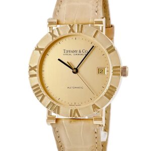ティファニー Tiffany & Co アトラス M6930 K18YG無垢 シャンパン デイト ローマン ヴィンテージ ラウンド メンズ 腕時計自動巻き ゴールド 【中古】中古美品