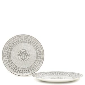 エルメス Hermes 食器 デザートプレート モザイク 24 2枚セット 磁器 プラチナ 新品 未使用 ポーセリン お皿 P035007P 【箱】 【中古】