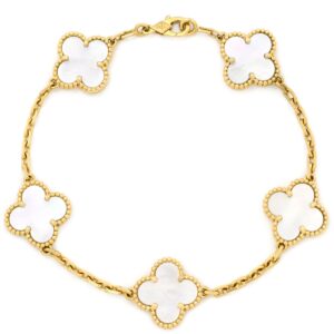 ヴァンクリーフアーペル Van Cleef & Arpels ブレスレット ヴィンテージアルハンブラ ブレスレット パールホワイト×イエローゴールド 白 750 YG 5モチーフ VCARA41800 【保証書】 【中古】中古美品