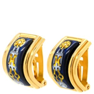 エルメス HERMES イヤリング エマイユ GP 七宝焼き ネイビー×マルチカラー ゴールド金具 七宝 紺 GP 【箱】 【中古】中古美品