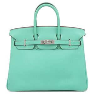 エルメス HERMES ハンドバッグ バーキン25 ヴォースイフト ラゴン シルバー金具 青緑 □L刻印 【保存袋】 【中古】