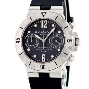 ブルガリ BVLGARI ディアゴノ スクーバ 200m クロノグラフ SCB38S ブラック 黒 逆回転防止ベゼル メンズ 腕時計自動巻き ブラック 【中古】