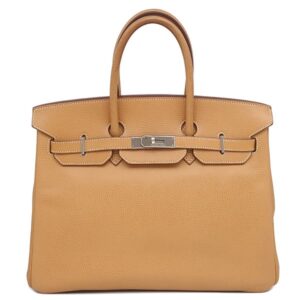 エルメス HERMES ハンドバッグ バーキン35 レザー ヴァッシュリエジェ ナチュラル シルバー金具 茶 □J 【中古】中古美品