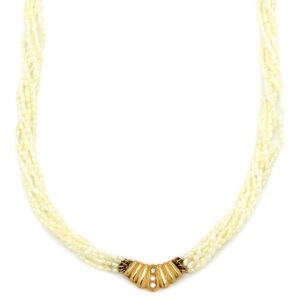 タサキ TASAKI ネックレス ケシパール 7連 パールホワイト×イエローゴールド TASAKI 18K 750YG 真珠 ライスパール 【中古】中古美品