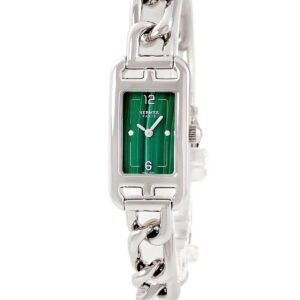 エルメス HERMES ナンタケット PM NA2.110c 純正ダイヤ グリーン マラカイト 角型 チェーンブレス レディース 腕時計クオーツ グリーン 【中古】中古美品