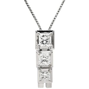 タサキ TASAKI ネックレス トリロジー ダイヤ ペンダント プラチナシルバー TASAKI 18K WG 3P 3石 3粒 ドロップ プリンセスカット 【中古】中古美品