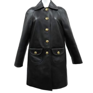 セリーヌ CELINE アウター クロディーヌ カラーコート ラムスキン レーヨン ブラック 34 ゴールド金具 黒 ステンカラー ジャケット 新品 未使用 2D561583C.38NO 【新品】