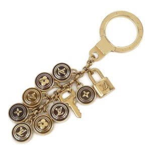 ルイヴィトン LOUIS VUITTON キーリング ポルトクレ バスティーユ メタル ゴールド×ブラウン ゴールド金具 バッグチャーム ロゴ M65387 【箱】 【中古】