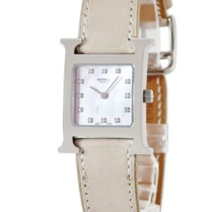 エルメス HERMES Hウォッチ PM HH1.210 純正ダイヤ ピンク シェル H型 スクエア レディース 腕時計クオーツ ピンク 【中古】