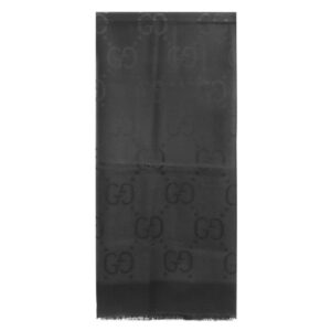 グッチ GUCCI ストール GGジャカード シルクウール ショール シルク ウール ブラック シルク 60% ウール 40% GG柄 663671 3GC43 1000 【中古】新品同様品