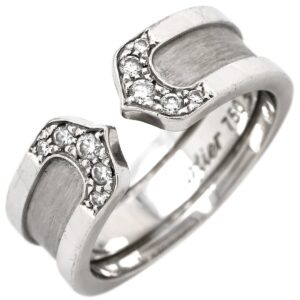 カルティエ Cartier リング 指輪 C2 ダイヤモンド ホワイトゴールド #49 Cドゥ 2C Au750 18K ヴィンテージ 9号 B4044249 【中古】中古品
